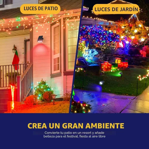 Vista 7 de Kyosho - Focos solares de color para exteriores, 9 modos de iluminación, luces de Halloween y Navidad, 38 LEDs, cambio de color, impermeables, RGBW