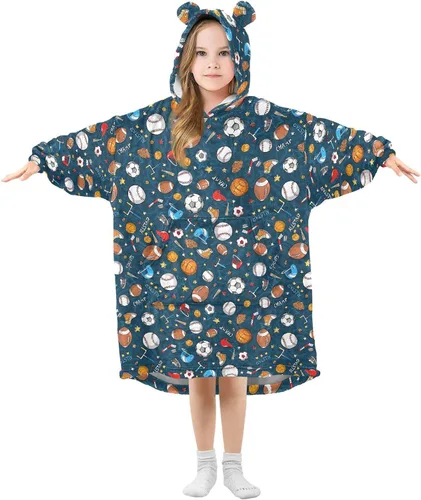 Vista 28 de Mantas portátiles para niños, súper suaves, cálidas y acogedoras, sudadera con capucha de gran tamaño, regalos para niños de 3 a 14 años, niñas