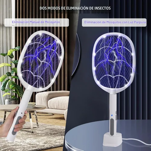 Vista 7 de Electric Fly Swatter Rackets, 2-in-1 Bug Zapper, 2 Pack Trampa de luz para insectos de alto voltaje de 3000 V, 3 capas de malla de seguridad