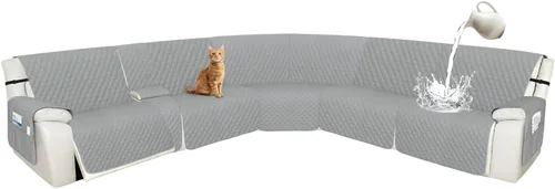 Vista 104 de Arfntevss Fundas de sofá modular reclinable, 10% impermeable, en forma de L, para sillón reclinable en forma de L, funda seccional lavable