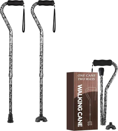 Vista 15 de Bastones florales para mujer, bastón plegable para estabilidad con base antideslizante, bastón ajustable para personas mayores, bastones plegables