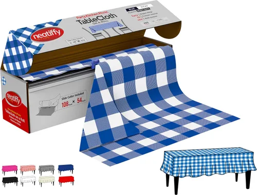 Vista 14 de Neatiffy Rollo de mantel de plástico desechable Mantel impermeable de 54 pulgadas x 108 pies Mantel para mesas rectangulares, cuadradas