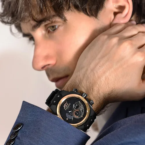 Vista 5 de MULCO Reloj para hombre Kripton de acero inoxidable con correa de silicona Movimiento cronógrafo de cuarzo Pantalla analógica premium, resistente al