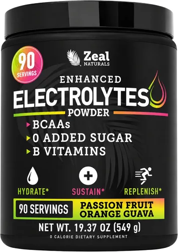 Vista 11 de Zeal Naturals Bebida de recuperación de electrolitos en polvo (90 porciones Cereza negra) con 0 azúcar+BCAA +Vitaminas B Suplemento