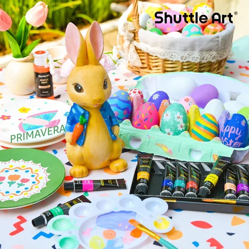 Vista 2 de Shuttle Art Juego de pintura acrílica, tubos de 15 x 0.4 fl oz, calidad de artista, pigmentos ricos no tóxicos, colores perfectos para niños