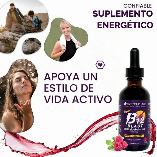 Vista 8 de Bricker Labs B12 Blast Metilcobalamina 1000mcg, vitaminas energéticas líquidas sublinguales de gran sabor - Vitaminas B12 veganas, energía sostenida
