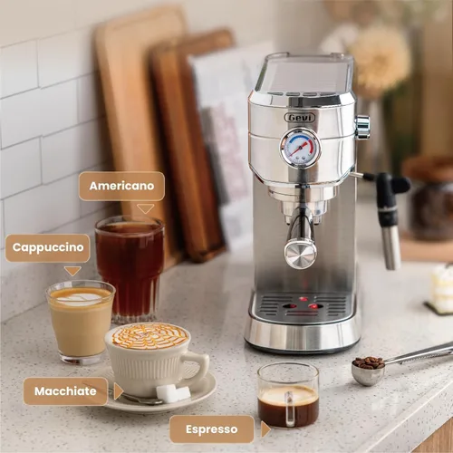 Vista 6 de Gevi Espresso Expresso Machine 20 bar con espumador automático de leche, cafetera de café espresso profesional con varita de vapor, máquina compacta