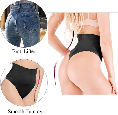 Vista 4 de Jenbou Tanga moldeadora con control de abdomen, moldeador de cuerpo para mujer, levantador de glúteos, entrenador de cintura sin costuras