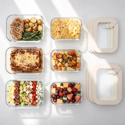 Vista 9 de Urban Green Contenedores de vidrio para almacenamiento de alimentos con tapas de vidrio, juego de recipientes de alimentos aptos para microondas