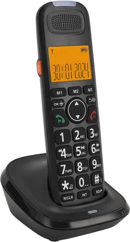 Vista 2 de Luocute Sistema extensible de teléfono con cable e inalámbrico con contestador digital y bloqueo de llamadas, pantalla grande de 2 pulgadas y esfera