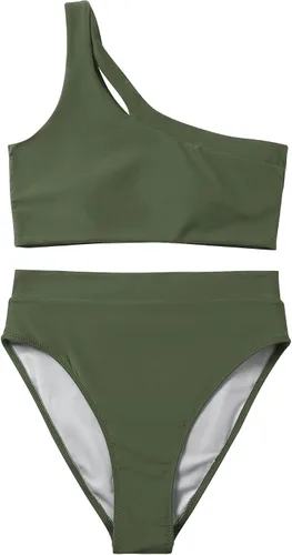 Vista 69 de MOOSLOVER Traje de baño de dos piezas con corte alto y cintura alta para mujer