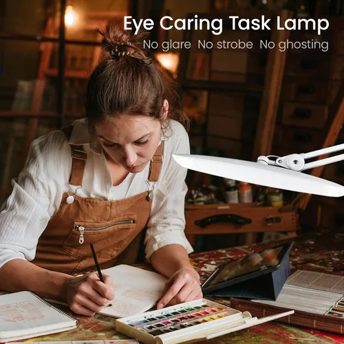 Vista 4 de Lámpara LED de escritorio de 1600 lúmenes, 24 W, lámpara de trabajo de arquitecto súper brillante de 20 pulgadas, 3 modos de luz, atenuación