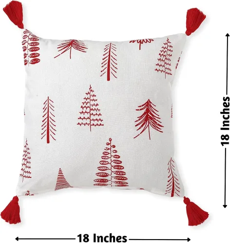 Vista 4 de Folkulture Juego de 4 fundas de almohada navideñas de 18 x 18 pulgadas, 100% algodón, para decoración del hogar, fundas de cojín decorativas o Noel