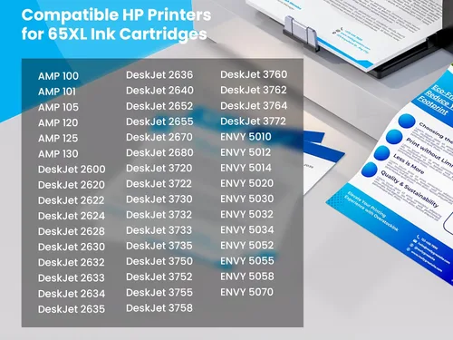 Vista 2 de Paquete combinado 65XL de cartucho de tinta de repuesto para impresoras HP (1 negro, 1 color)