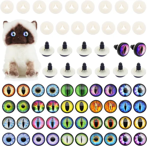 Vista 10 de Julie Wang 40 piezas de ojos de seguridad de dragón de 0.354 in para hacer manualidades de animales Amigurumi Crochet Project DIY Suministros