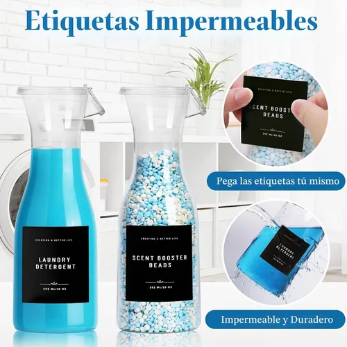 Vista 6 de Botella Dispensadora de Detergente para Ropa de 20 oz con Etiqueta Impermeable para Detergente de Ropa, Jabón, Suavizante de Telas, Blanqueador