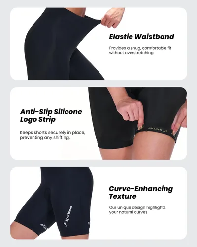Vista 4 de Sportneer Pantalones cortos de ciclismo acolchados para mujer, pantalones cortos de ciclismo para mujer, acolchado de gel 4D para bicicleta