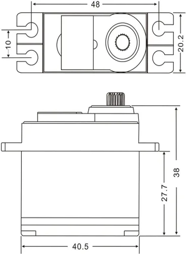 Vista 3 de JX Servo PDI-4503HB - Engranaje de plástico servo de 120°, 330Hz, estándar digital, gran par para helicóptero, robot de coche (1 unidad, negro)