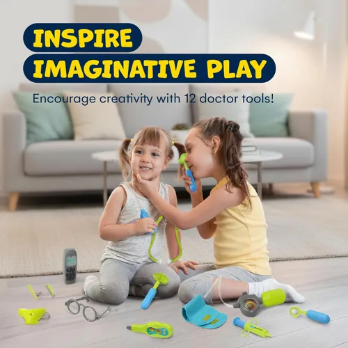 Vista 2 de Kit de médico de Kidzlane para niños - Juego de médico para niños con estetoscopio electrónico - Juego de médico para niños - Juego de médico