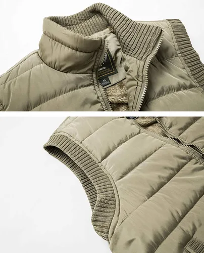 Vista 3 de HOW'ON Chaleco cálido para exteriores sin mangas, cuello alto, forro polar, para hombre