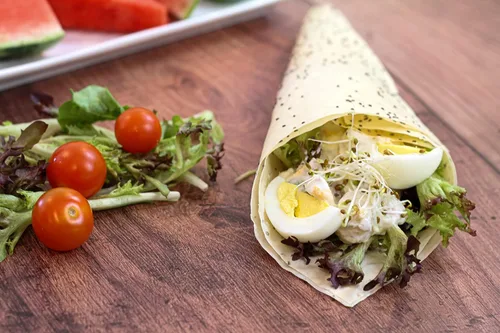 Vista 4 de Norigami Egg Wraps - Proteína de guisante, baja en carbohidratos, fina y saludable, certificado Kosher, sin OMG, sin gluten, 6 envolturas