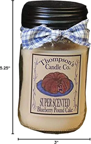 Vista 3 de Thompson's Candle Co. Velas en tarro Mason de 12 onzas - Pastel de libra de arándanos