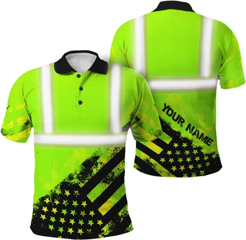 Vista 18 de Polo reflectante con bandera de camuflaje de alta visibilidad para hombres y mujeres, polo de seguridad para trabajo, patriótico
