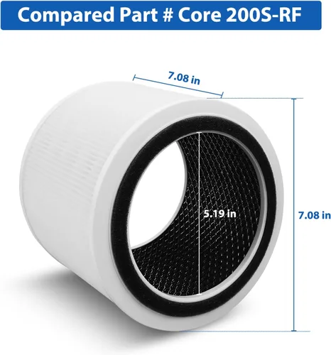 Vista 7 de Filtro de repuesto Core 200S compatible con LEVOIT Core 200S Core 200S-P purificador de aire inteligente WiFi, apto para filtro de repuesto Levoit