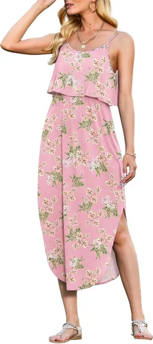 Vista 22 de LILBETTER Vestido midi de playa casual de verano para mujer con tiras ajustables y divididas 01 Negro