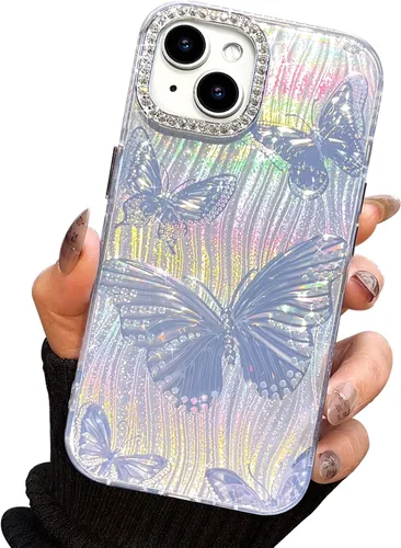 Vista 61 de I-MGAE-IN-AR Funda compacta para iPhone 11, diseño de mariposa, marco de protección de lente de cámara con diamante 3D, bonitas fundas protectoras