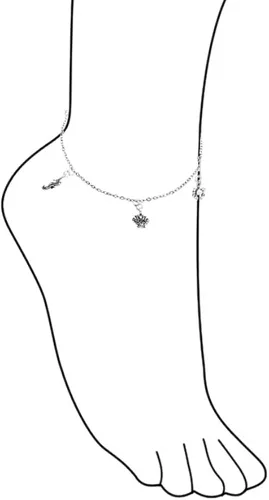 Vista 3 de Pulsera de tobillo para mujer, plata de ley 925, ajustable de 9 a 10 pulgadas con extensor