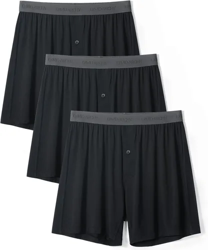 Vista 9 de DAVID ARCHY Calzoncillos tipo bóxer de rayón de bambú para hombre, transpirables, refrescantes, con cierre de botón, ropa interior de ajuste