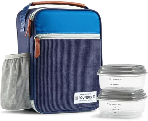 Vista 13 de Fit & Fresh Thayer - Bolsa de almuerzo aislada con 2 recipientes de alimentos, lonchera reutilizable, mini bolsa enfriadora, perfecta
