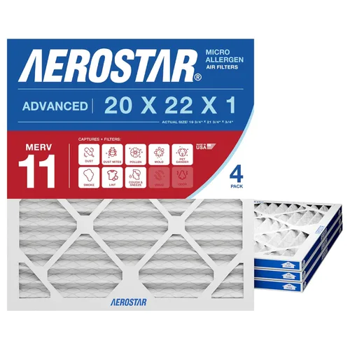 Vista 6 de Aerostar MERV 8 20 x 22 x 1 – 4 unidades – Filtros plisados de alta eficiencia para HVAC, horno y aire acondicionado – Elimina el polvo, la pelusa