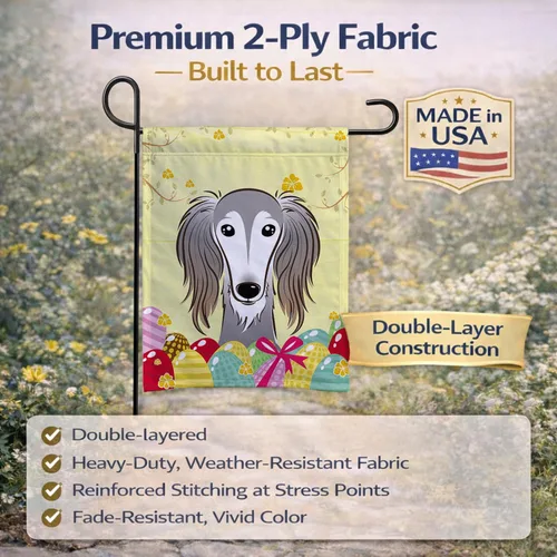 Vista 159 de Caroline's Treasures BB1923GF Bandera decorativa para jardín con diseño de Border Collie, para caza de huevos de Pascua, para jardín, jardín, patio