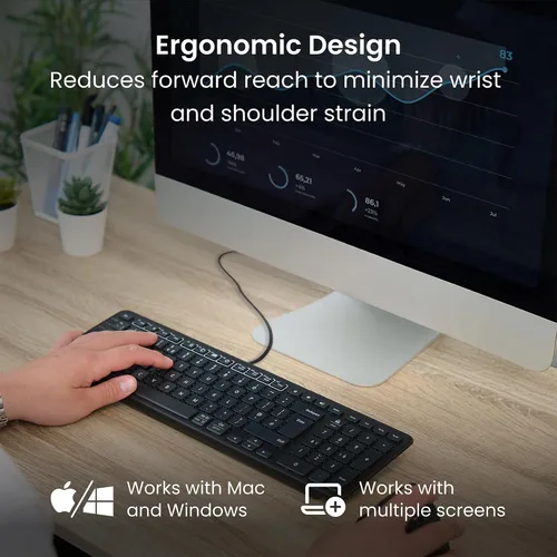 Vista 7 de Teclado Contour Balance - Teclado ergonómico compacto para aliviar el dolor de muñeca con inclinación ajustable para apoyar, compatible con Negro