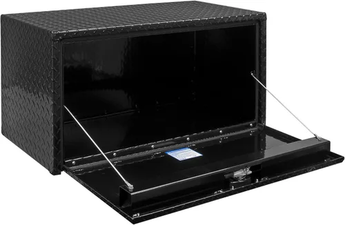 Vista 3 de Buyers Products 1725100 - Caja de herramientas de aluminio para debajo del chasis de camión con estriado de diamante negro, 18 x 18 x 24 pulgadas