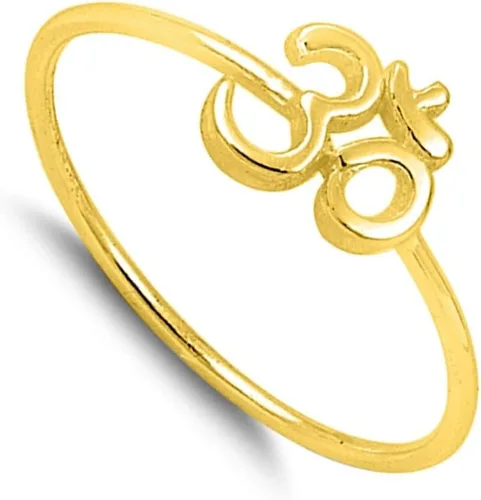 Vista 5 de ELIJA SU COLOR Anillo con signo Om de plata esterlina