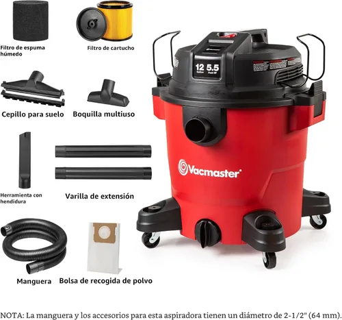 Vista 2 de Vacmaster Aspiradora de 12 galones, 5.5 HP Pico de alta capacidad, húmeda/seca - VJH1211PF 1101