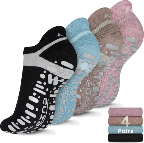 Vista 30 de Muezna Calcetines de yoga antideslizantes para mujer, antideslizantes, para pilates, barras, calcetines de hospital con agarres, talla 5-10