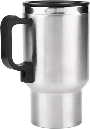 Vista 2 de Taza de calefacción para automóvil, taza de viaje de acero inoxidable de 12 V 15.2 fl oz con encendedor de cigarrillos, taza de café de viaje