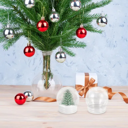 Vista 6 de DECHOUS Kit de globos de nieve de 5.1 fl oz, bolas de Navidad de plástico para decoración de bolas de Navidad transparentes de burbujas de plástico