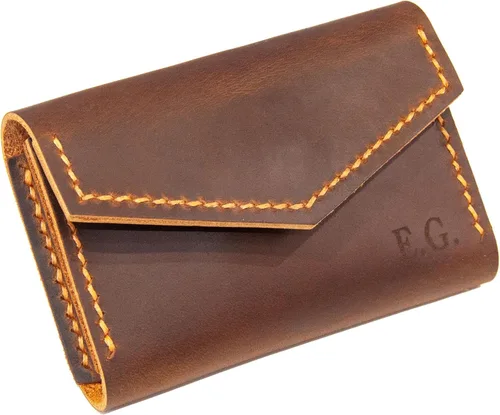 Vista 4 de Premium Leather Wallet, Men Women Cardholder With Initials Engraving, Mini Personalized Wallet, Coins, Slim Minimal Small Leather Wallet, Gift
