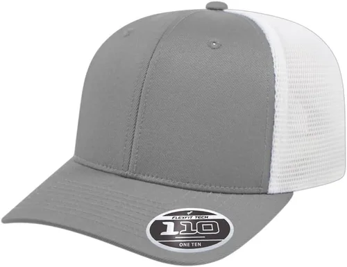 Vista 68 de Cap America i8502 Flexfit 110 Premium - Gorra de camionero de perfil medio con 6 paneles de malla trasera con protección UV y cierre ajustable