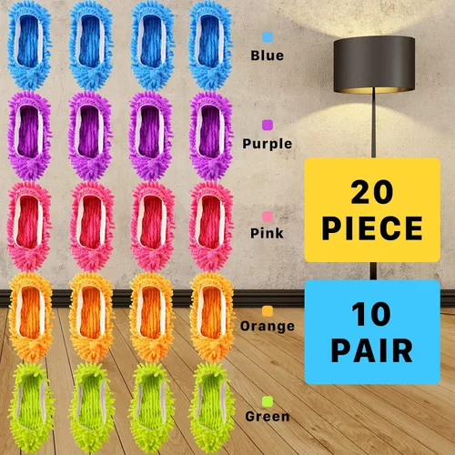 Vista 2 de 20 calcetines de fregona para limpieza de pisos, lavables y reutilizables, zapatos de microfibra para limpieza, pantuflas de limpieza multifunción