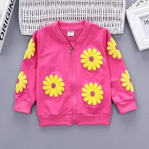 Vista 3 de Yao Conjunto de 3 piezas con estampado de flores para niñas pequeñas de 1 a 5 años, chaleco y pantalones