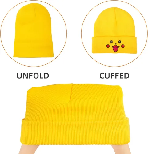 Vista 3 de HASEENA Gorro de punto para hombres y mujeres, unisex, con puños, color negro