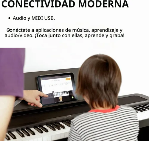 Vista 4 de Korg B2 Piano digital de 88 teclas con audio y USB MIDI - Software incluido - Negro (B2BK)
