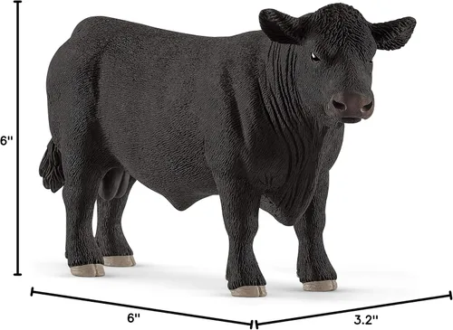 Vista 5 de Schleich Farm World, juguetes de animales realistas para niños de 3 años en adelante, figura de juguete de toro Angus Negro