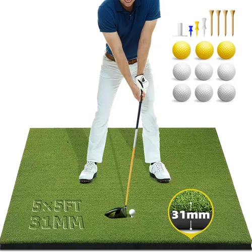Vista 7 de Bltend Golf Mat: 5x4ft & 5x5ft Heavy-Duty Golf Hitting Mats Practice Outdoor/Indoor, Elite Dense Artificial Turf Matt Training Aid for